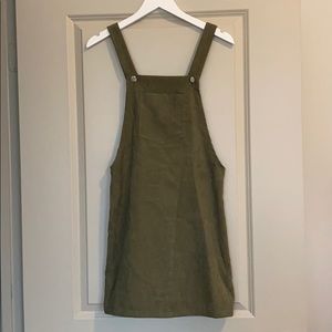 Olive corduroy overall dress